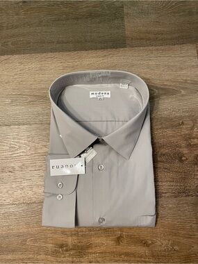 NWT Modena Men's Classic Fit Long Sleeve Dress Shirt M300CLOR Gray